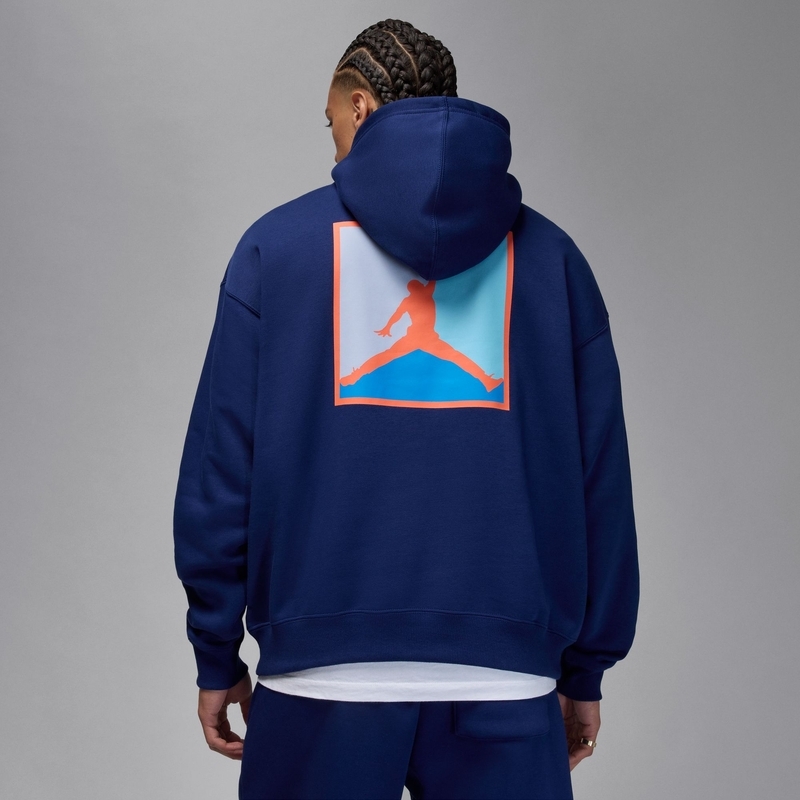 jordan flight fleece graphic hoodie blue