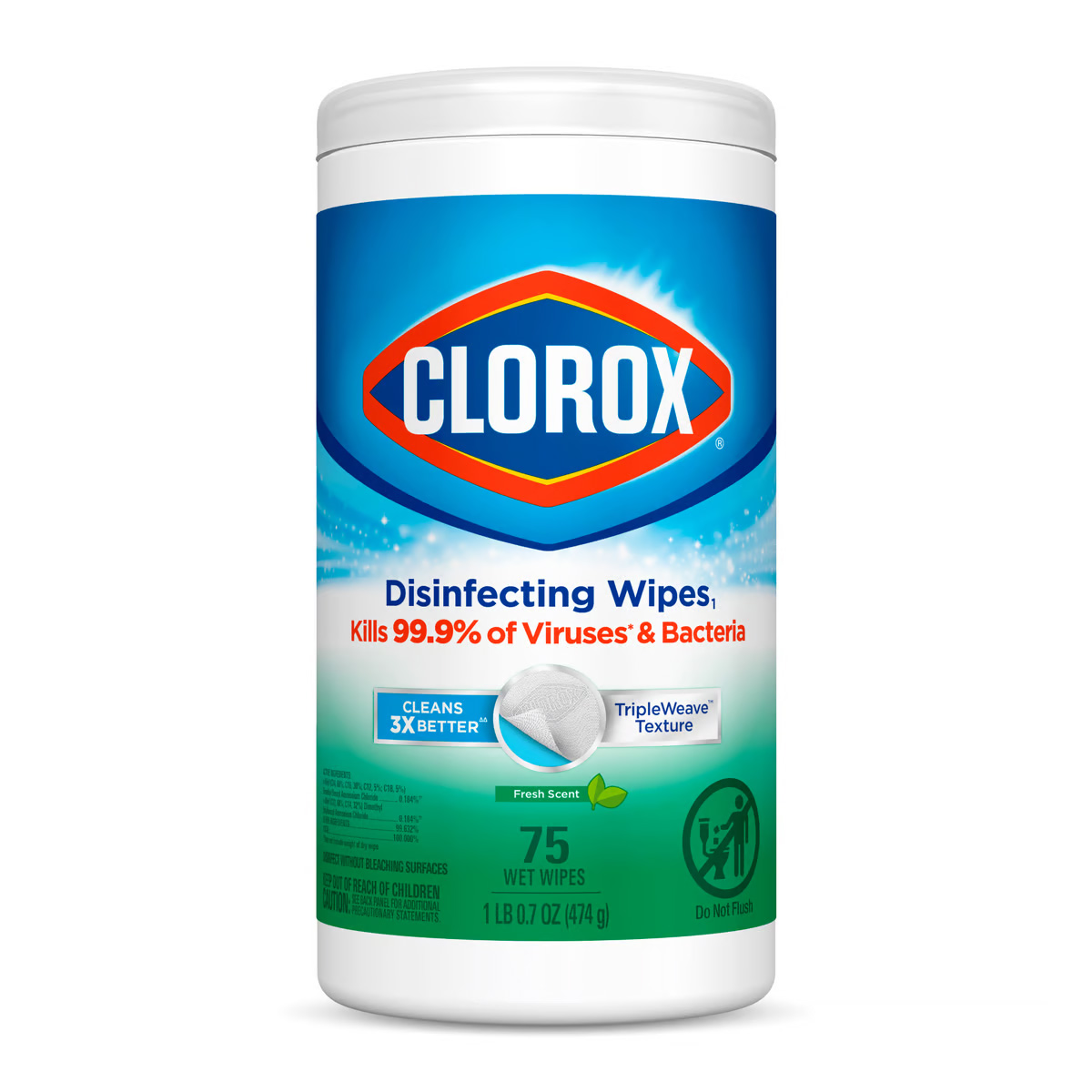 Clorox Disinfectant Wipes Fresh - 75 Wet Wipes