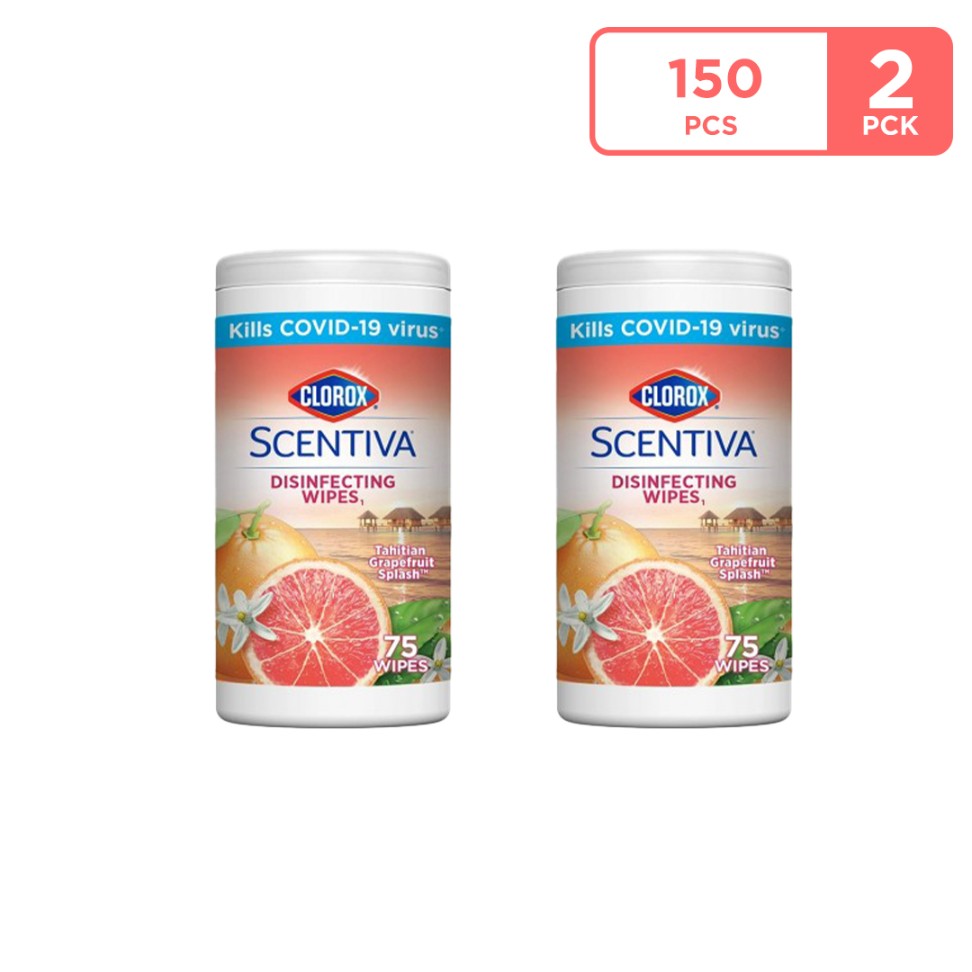 Clorox Scentiva Grapefruit Disinfecting Wipes 2X 75 Wet Wipes