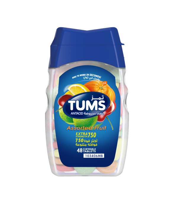 TUMS Antacid Assorted Fruit 48 Chew Tab