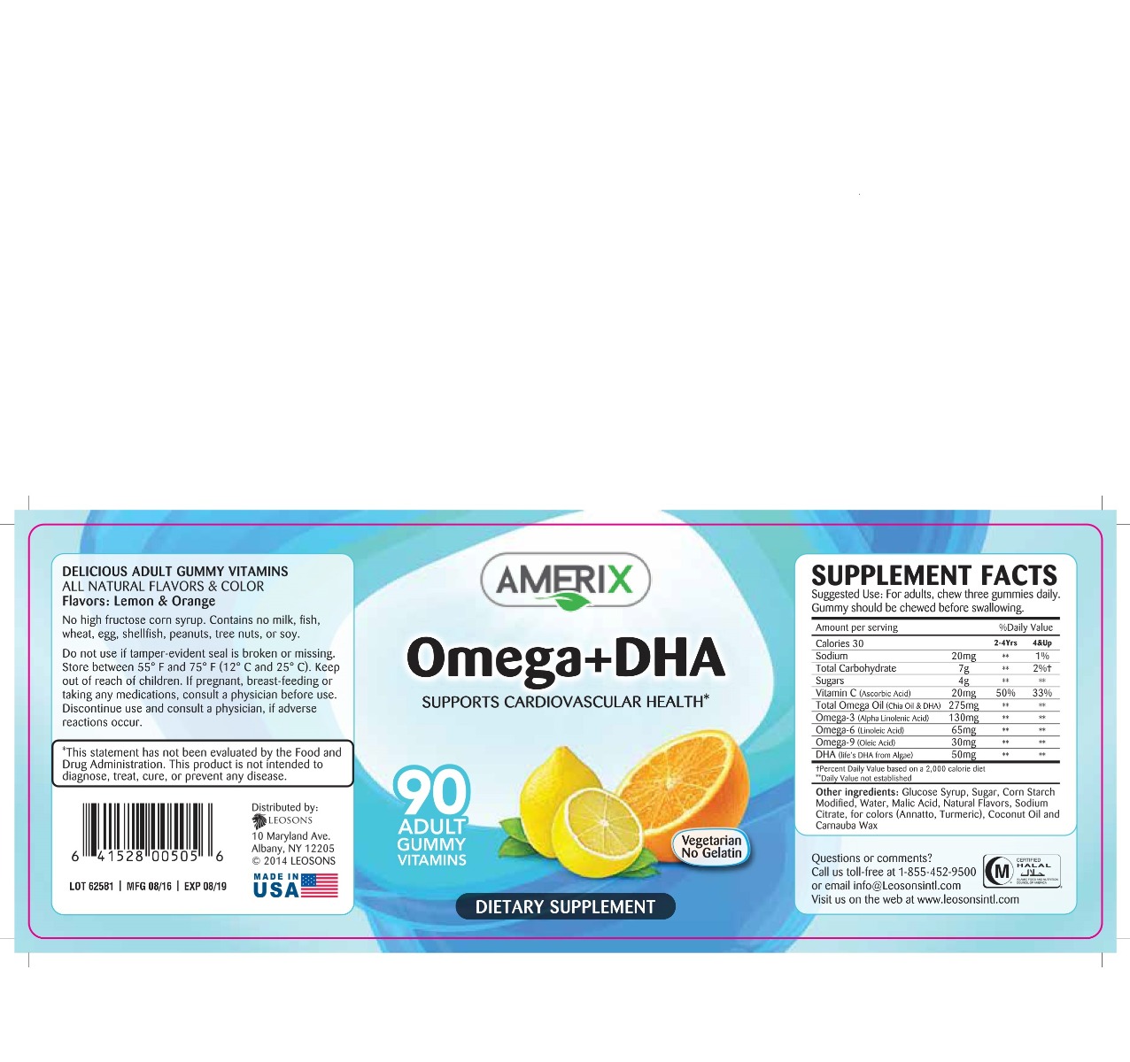 Amerix Omega+DHA Adult 90 Gummies