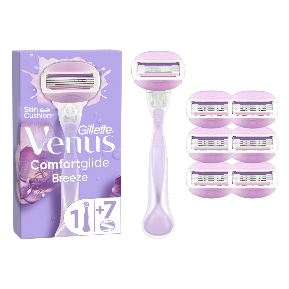 Venus ComfortGlide Spa Breeze Razor + 7 Razors