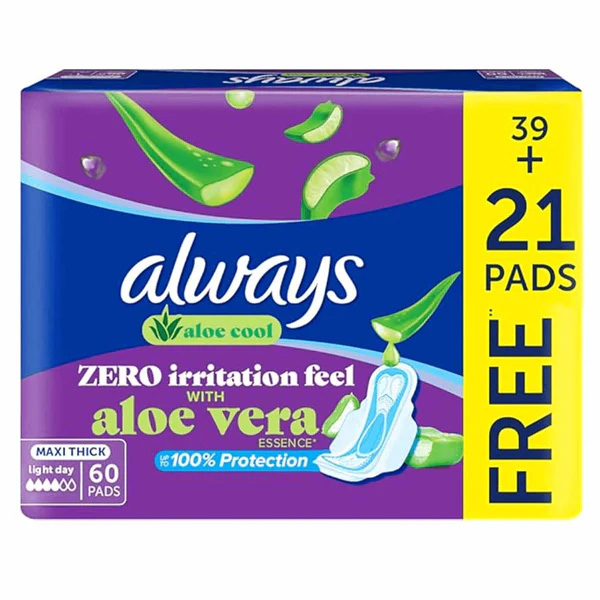 Always Cool & Dry No Heat Feel Maxi Thick Large Sanitary Pads - 60 Pads