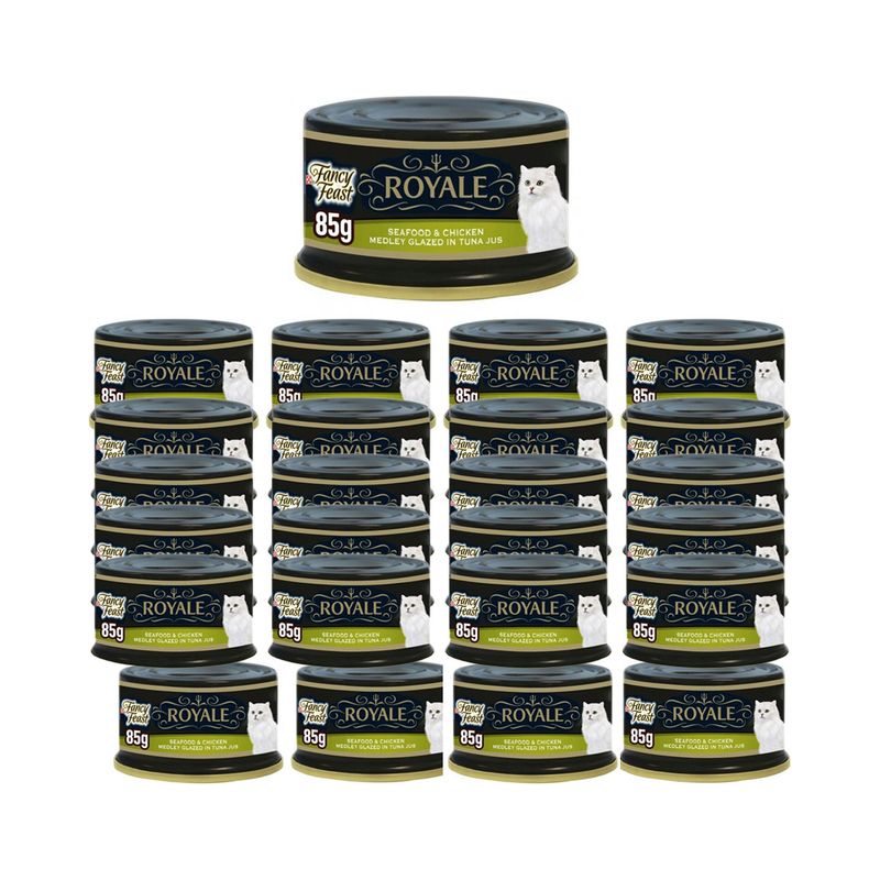 Purina Fancy Feast Royale Seafood & Chicken Medley Glazed in Tuna Jus Wet Cat Food24x 85 g