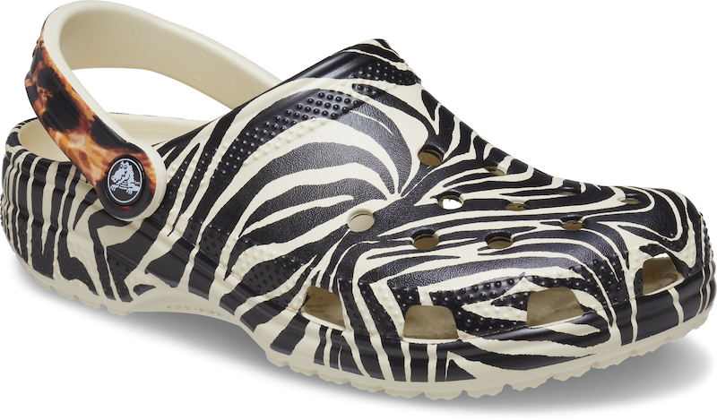 Zebra striped crocs hot sale