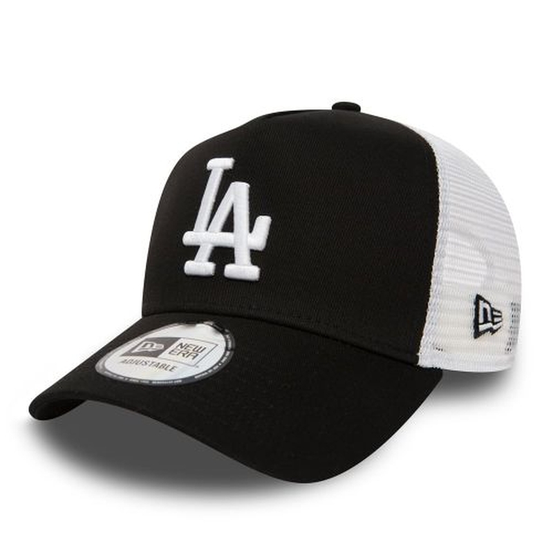New Era LA Dodgers Clean Black A-frame Trucker Cap