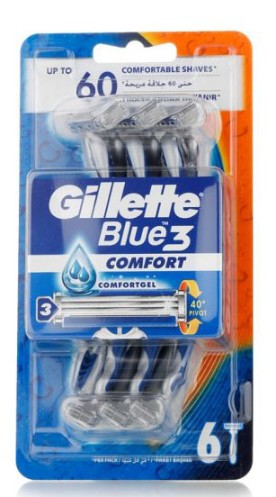 Gillette Blue 3 Comfort Razors For Men 6 Pieces