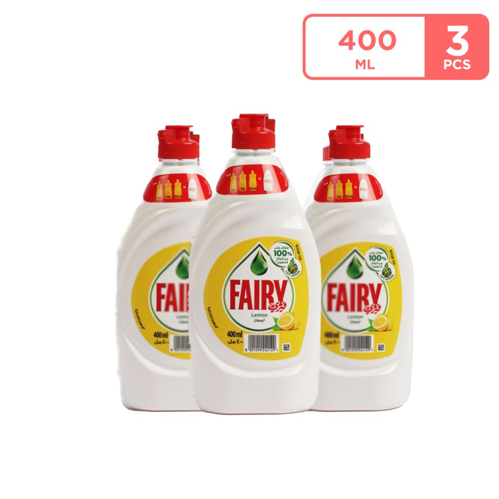 Fairy Lemon Dishwashing Liquid 3X400Ml