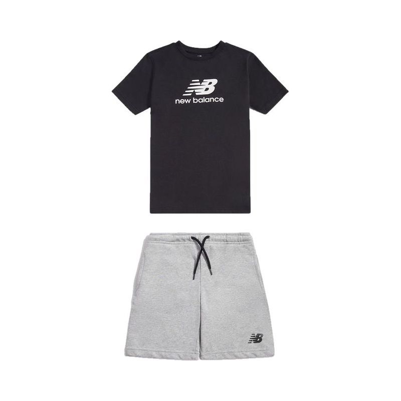 طقم تيشيرت Stacked Logo وشورت من التيري الفرنسي من New Balance – للأطفال