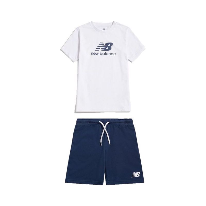New Balance Stacked Kid's Logo Tee & Ft Short Set