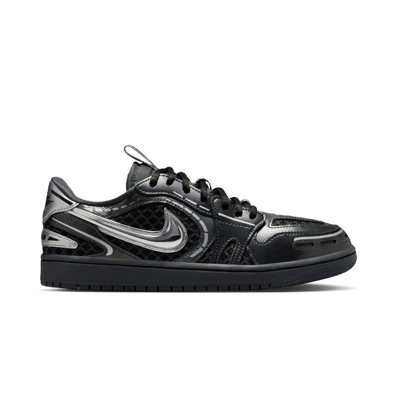 black and silver jordan 1 low