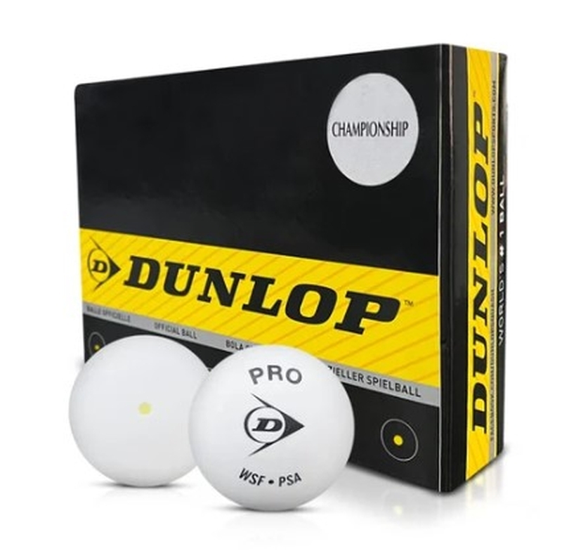 Dunlop Championship White Single Yellow Dot Squash Ball