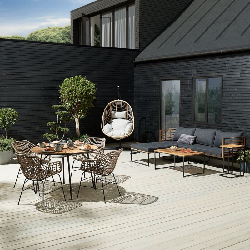 Lounge sofa UGILT w/chaise 3 pers. wood