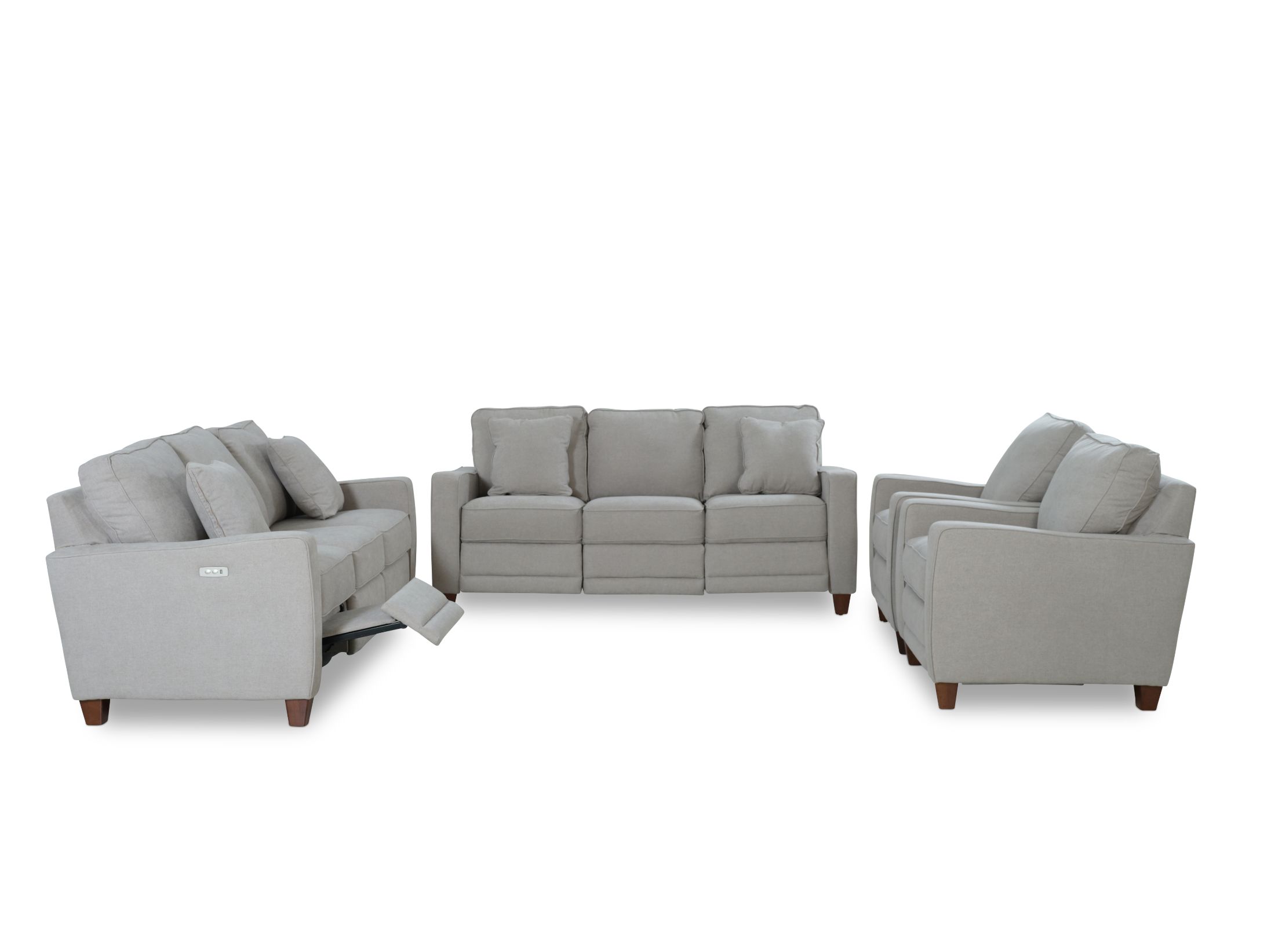Buy Makenna Duo Power Reclining Sofa Set Light Grey Online in Kuwait AAW Furniture