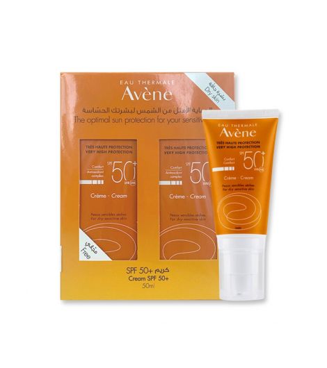 Avene Sun Block Colorless Cream For Dry Skin Spf 50+ Kit 2X50ml