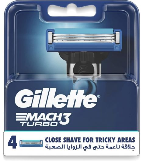 Gillette Mach3 Turbo 3D Blade Refills X4 Pack May Vary