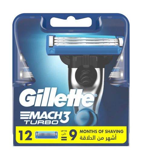 Gillette Mach 3 Turbo Razor Blade 12 Pieces