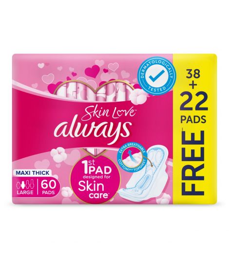 Always Skin Love Large Thick Pads, 60 Pads