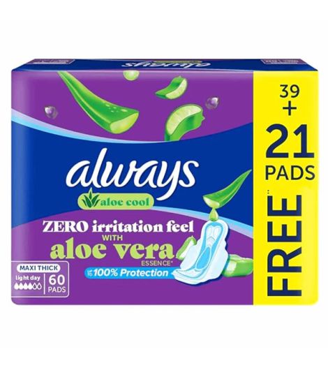 Always Cool & Dry No Heat Feel Maxi Thick Large Sanitary Pads - 60 Pads