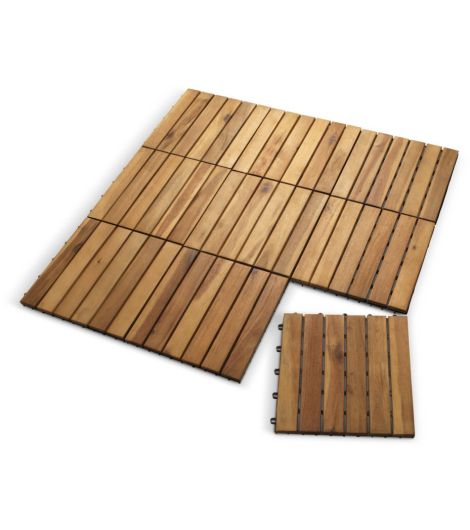 بلاطات خشبية KNEKKAND من الخشب الصلب - عرض 30x طول 30 - بيج - طقم من 9 قطع