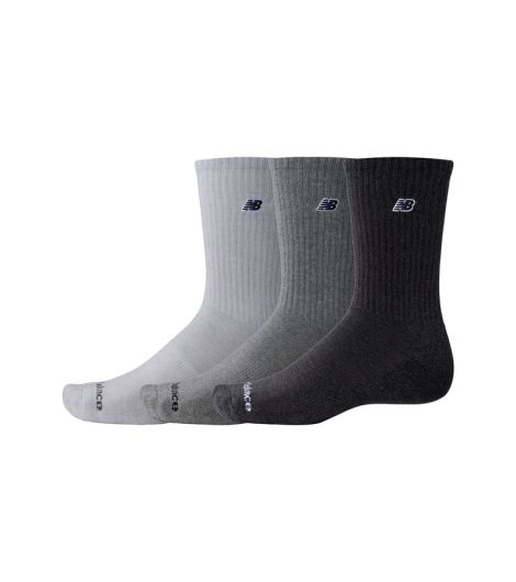 NEW BALANCE MELANGE PATCH LOGO CREW 3 PACK SOCKS