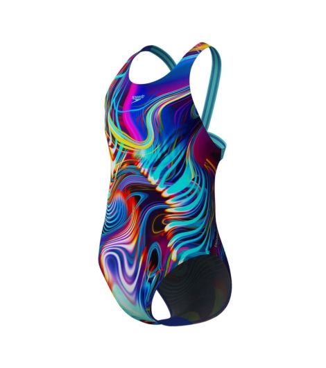 Speedo Kid's Girls Digital Allover Leaderback Swimsuit