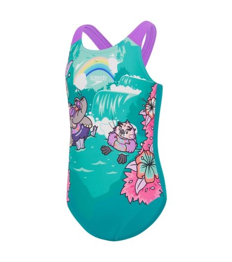 Speedo Kid's Toddler Girls Learn To Swim Printed Crossback Suit