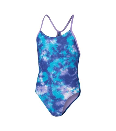 Speedo Kid's Allover Lane Line Back Swimsuit