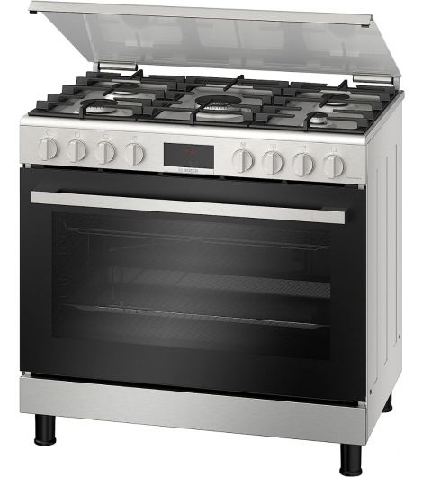 Bosch 5 Burners Floor Standing Gas Cooker, 90x60cm, HGW3ASQ50M - Stainless Steel