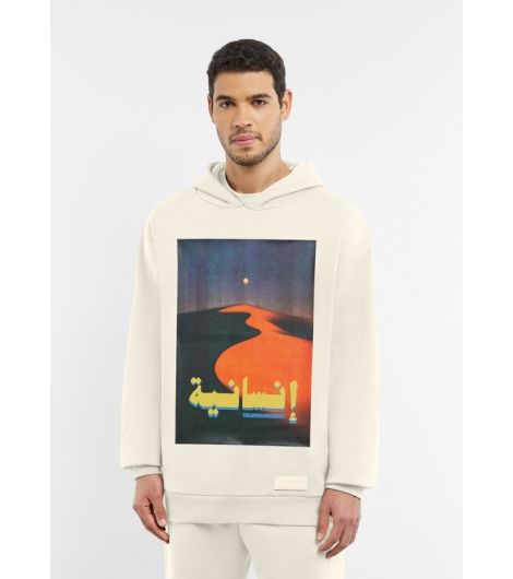 Organic Cotton Blend Oversized Sand Dunes Print Hoodie