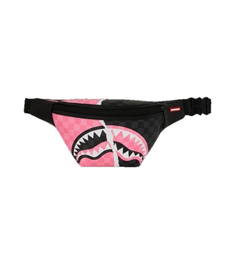 Sprayground Pink And Black Tear Sip Savvy Crossbody Bag