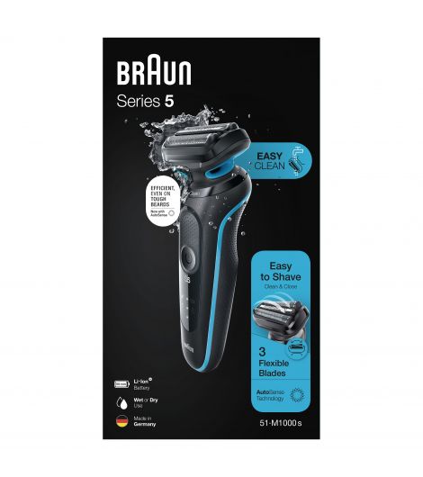 Braun Series 5 51 -M1000s Electric Shaver, Wet & Dry, Rechargeable, Cordless Foil Shaver