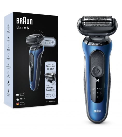 Braun Series 6 Wet & Dry Shaver With Travel Case Blue