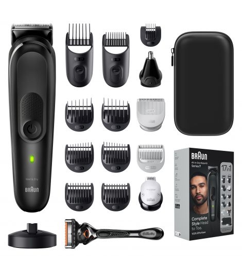 Braun All -In -One Style Kit Series 7 7490, 17 -in -1 Kit for Beard, Hair, Manscaping