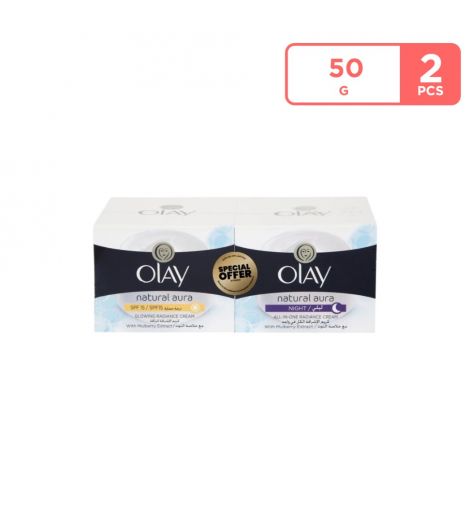 Olay Natural Aura Glowing Radiance Day Cream Spf15 50 G + All In One Radiance Night Cream 50 G