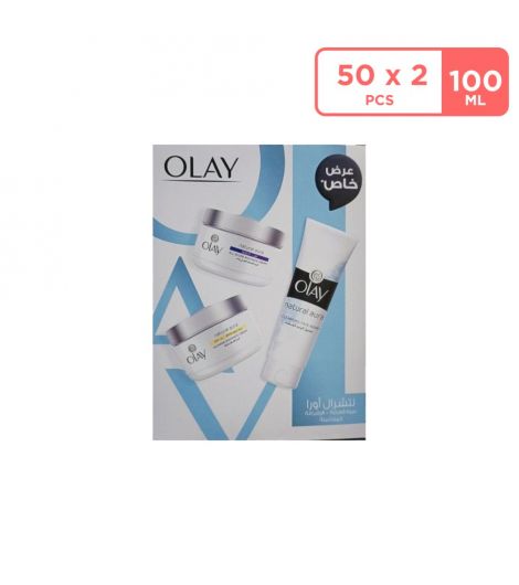 Olay Natural White Day + Night Cream 2 X 50 ML + Face Wash 100 ML Free
