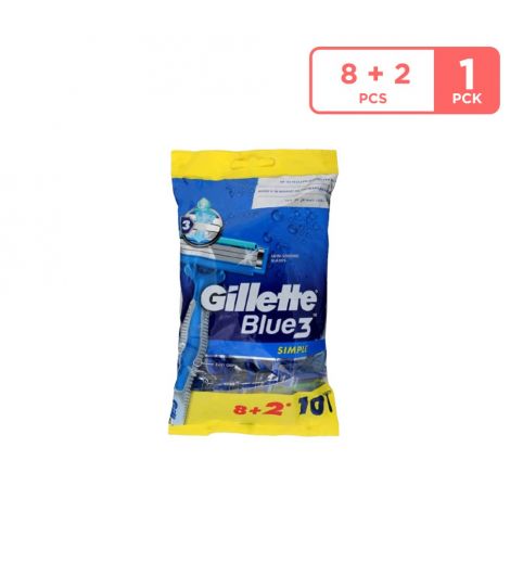 Gillette Blue 3 Simple Razor For Men 8+2 Free