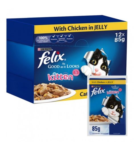 Purina Felix Kitten Food with Chicken In Jelly, 12x85g