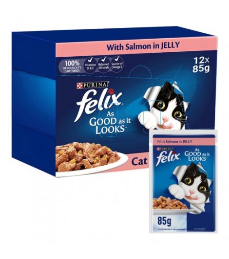 Purina Felix Adult Cat Food with Salmon in Jelly 12 x 85 g