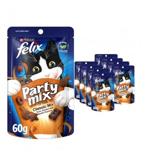 Felix Party Mix Classic Mix Dry Cat Treats 8 x 60 g