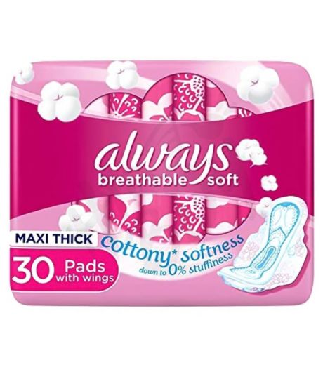 Always Premium Care Large With Wings Sanitary Pads 30 Pieces