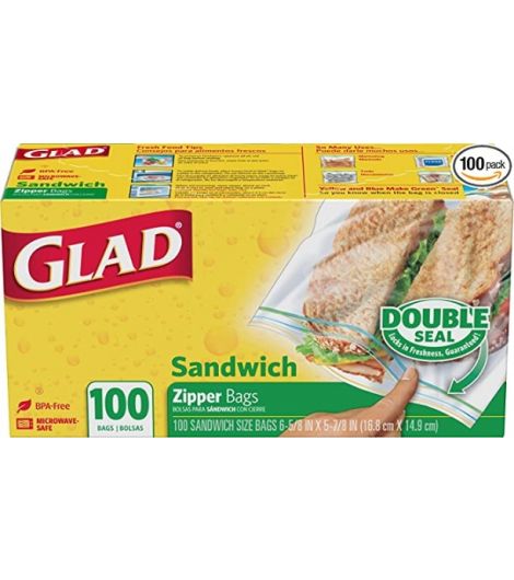 Glad Sandwich Zipper Bags 100 Bags 14.4 cm x 16.5 cm