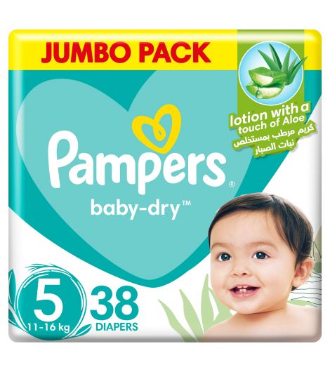 Pampers Active Baby Dry Diapers, Size 5, Junior, 11-18 kg, Value Pack, 38 Pieces