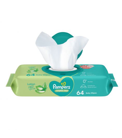 Pampers Complete Clean Baby Wipes With Aloe Vera Lotion - 64 Wipes