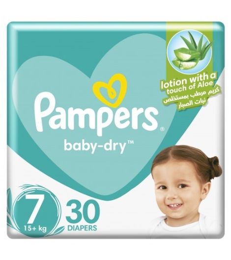Pampers Baby Dry Diapers with Aloe Vera Lotion Size 7 (15+ kg) 30 Diapers