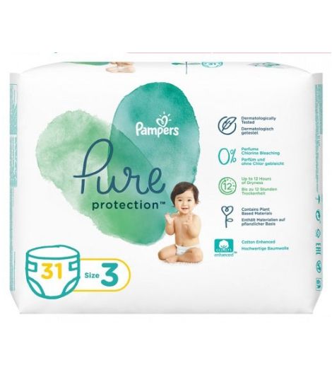Pampers Pure protection Diapers Size 3 (6-10 Kg) 31 Pieces