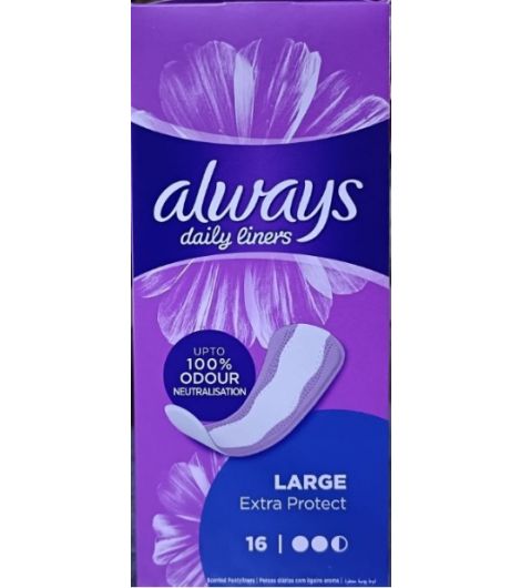 Always Panty Liners Extra Protect Large 16 Pieces