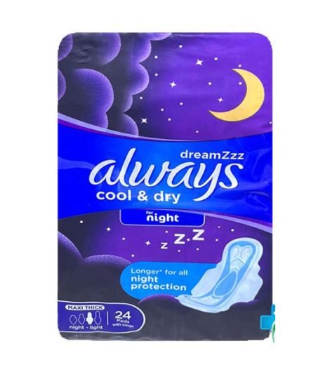Always Night Longer Night Protection Pads With Wings 24 Pieces
