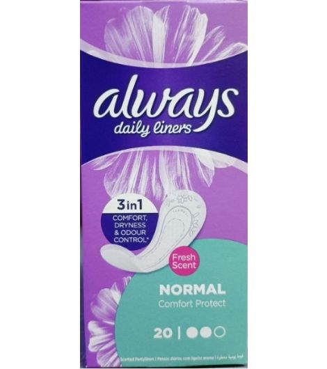 Always Panty Liners Comfort Protect Fresh Scent Normal 20 Pieces