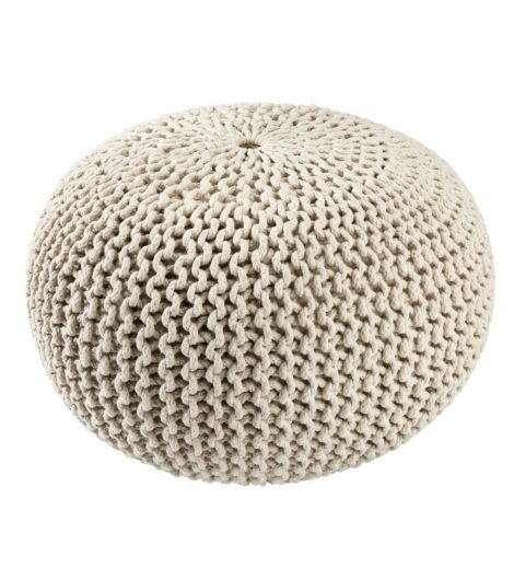 مقعد بوف NEBLE - من نسيج محبوك - قطر 50 سم، بيج